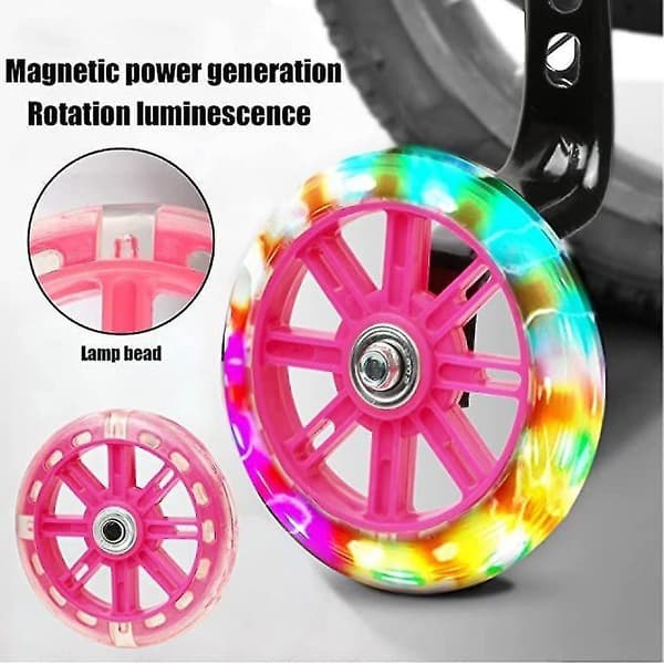 LED blinkande cykelstödhjul stabilisatorsats Pink