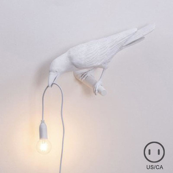Raven Lätta Fåglar Bordslampor Sovrum Harts Kråka Skrivbordslampa Sänglampa Vägglampa White D US Plug