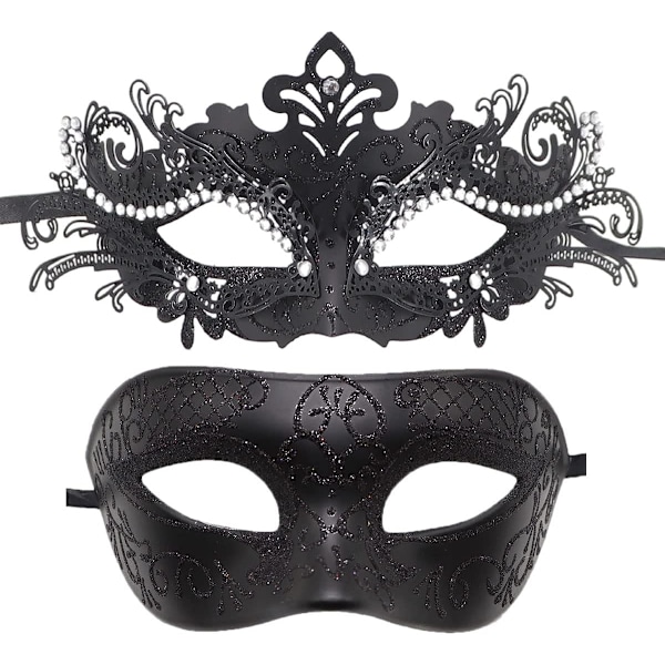 Par Maskeradmask Metall Järn Fjäril Balmask (Svart) 2 Stycken black