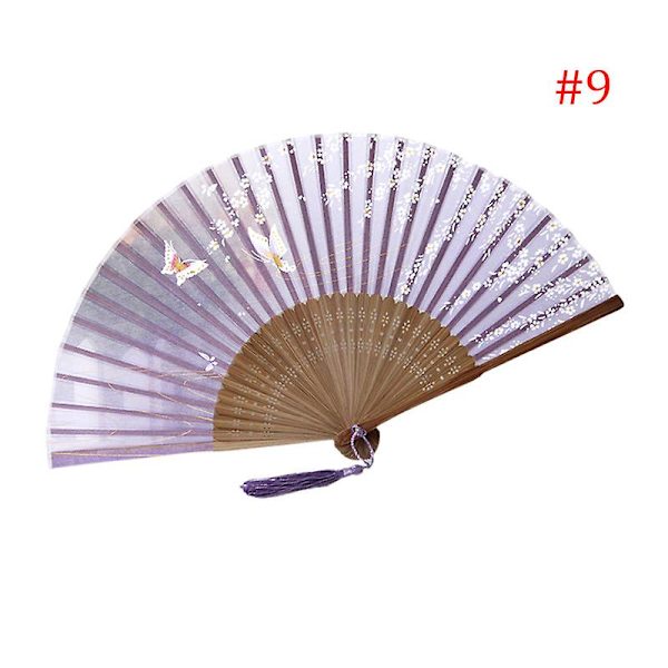 Mode Fjäril Blommor Mönster Spets Bambu Handhållna Fällbara Fläktar För Flickor Kvinnor 9