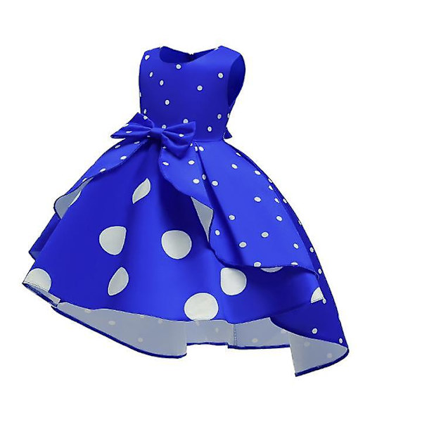 Tyttöjen Joulu Pilkullinen Syntymäpäivä Prinsessa Mekko Halloween Karnevaali Asu blue 140