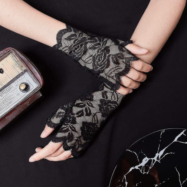 [LCS] 3 par spetshandskar set armbåge snörning steampunk handskar fingerlösa bröllops spetshandskar, stora
