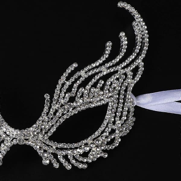 Brudemaske med katteansikt til bryllup med krystallrhinestones