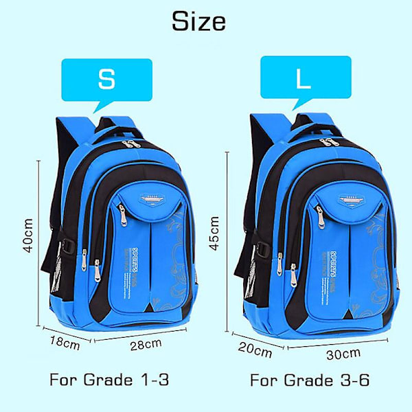 Vedenpitävä koulureppu lapsille, poikien ja tyttöjen reppu alakouluun, lastentarhan reppu lapsille Blue