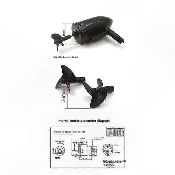 [LCS]Flytec 2011-5 Bait Boat Undervandsmotor Propeller DIY Modifikationssæt Fiskebådstilbehør Black