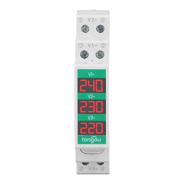 [LCS] 3-faset AC voltmeter DIN-skinne montering LCD digitalt display spændingsmåler elektrisk effektmåler 60-450V