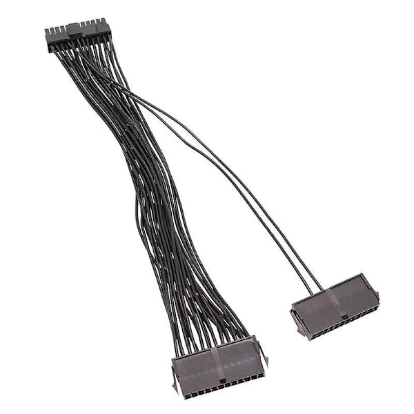 30CM Dobbel PSU Strømforsyningssplitterkabel for 24-Pinners Hovedkort 18AWG