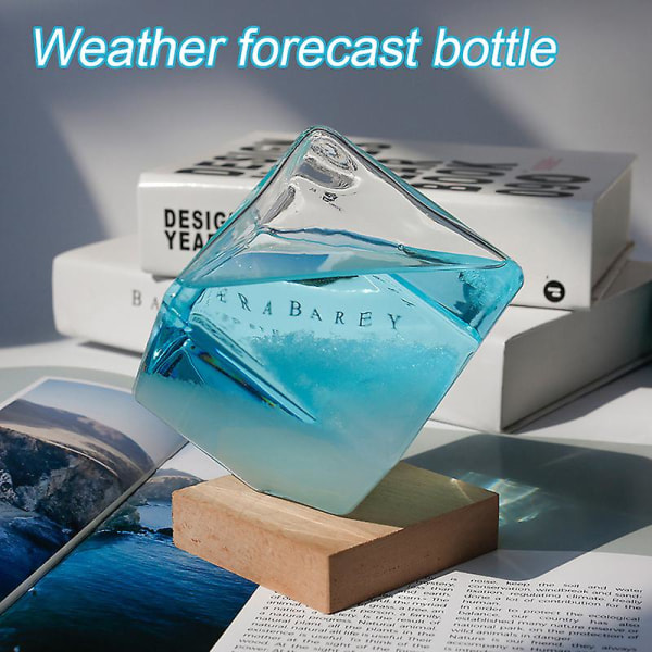 Väderstormkub med bas Väderprognos Kristallstormglas Vattenkubglas skrivbordsdekor Transparent