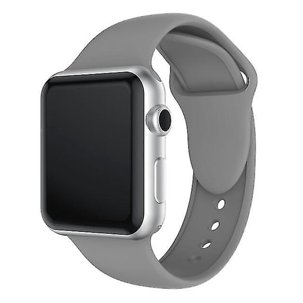 Kaksinkertaisesti niitattu silikoni kellon ranneke Apple Watch -sarjoille 3 ja 2 1 42 mm (Harmaa)