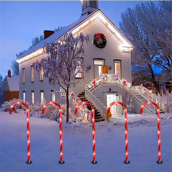 5 stk. solcellelampe hagelys juledekor plen godterilys solcelledrevet hagelys hjemmedekorasjon