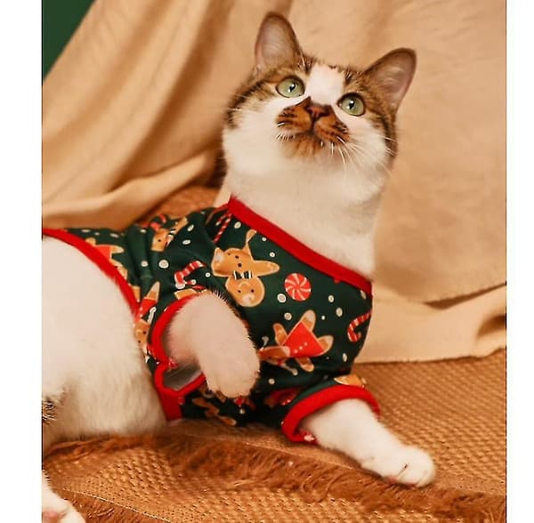 [LCS] Hund Kat Juleprintet Pull-over Kæledyrstøj Kompatibel med Hvalp GINGER MEN S