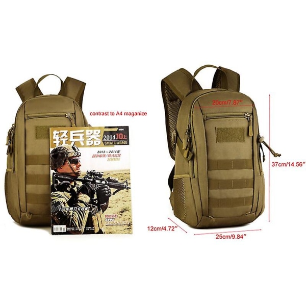 12l Tactical Molle Ryggsäck Vattentät Barn Mini Militär Ryggsäck, Vandring Camping Sport Resväskor ACU