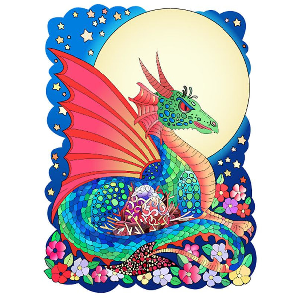 Träpussel Moonlight Dragon Animal Shape Vuxen Kid Toy Present Heminredning A3
