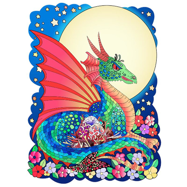 Träpussel Moonlight Dragon Animal Shape Vuxen Kid Toy Present Heminredning A4