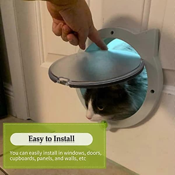 [LCS] Kattelem Låsende Kattelem til Indvendige og Udvendige Døre Indvendig Kattelem til Kæledyr Kæledyrsdøre til Kat Nem Installation White
