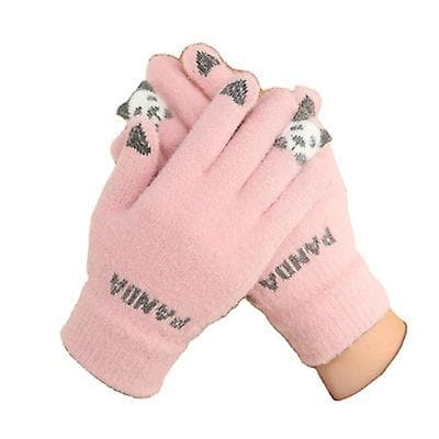 [LCS]Rød Panda Klo Bomull Strikkede Hansker Rosa