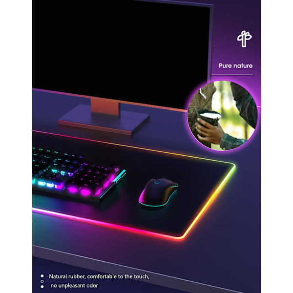 Svart Gaming Musmatta För Gamers 900x400mm Gummi Tangentbordsmatta Bordsmatta Laptop Musmatta