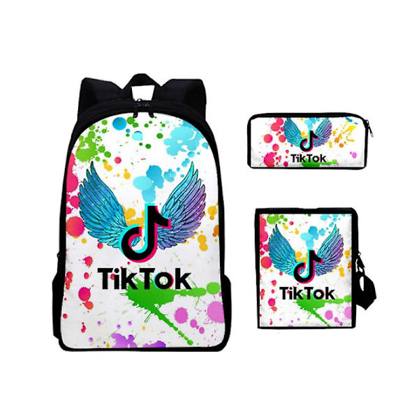 Pojat Tytöt Tik Tok 3D Digitaaliprintti Koululaukku Reppu Olkalaukku S