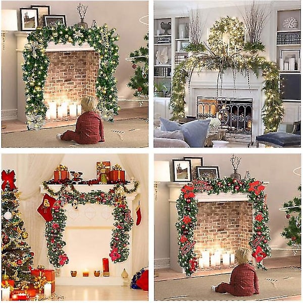 LED 2,7 m Jule Cane Garland Hage Hjem Juledekorasjoner sliver