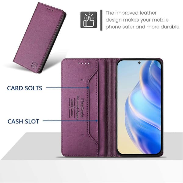 För Samsung Galaxy A26 5G Läderfodral Plånboksstativ Magnetisk Stängning Stötsäkert Telefonfodral Violet