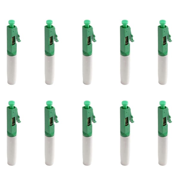 10PCS LC APC Fiber Assembly Snabbkoppling Singlemode LC Fiberoptisk Kabel Snabbkoppling för FTTH Drop Cable Green