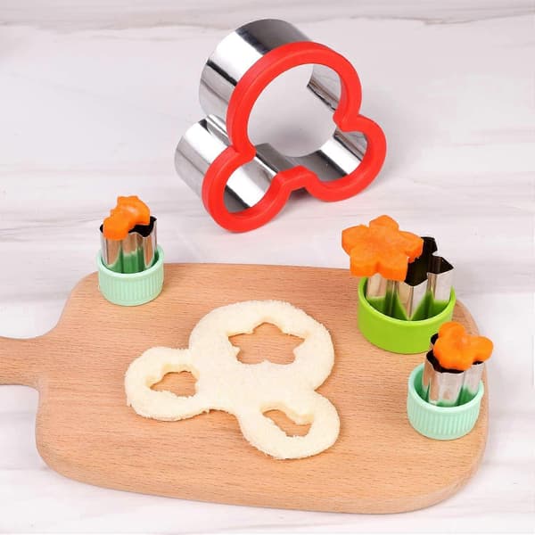 Sandwichkutter og forsegler sett, 4 stk brød sandwich dekruster pannekakemaker DIY kakeutstikkere for barn