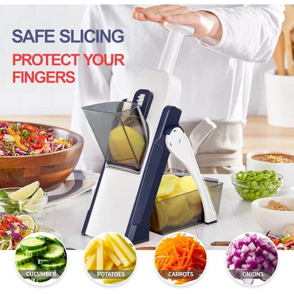 [LCS]Safe Kitchen Mandoline Manual Multifunctional All Vegetable Slicer Stainless Steel Blade, Shred, Dice, Cut
