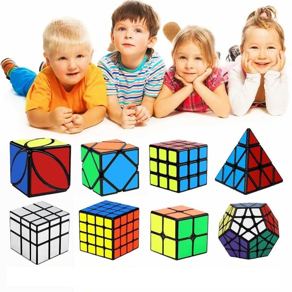 Speed ​​Cube Set, Magic Cube Bundle 2x2 3x3 4x4 Pyramid - Toy Puzzle Cube- Set om 8