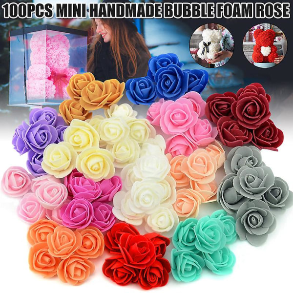 100 st Mini Handgjord Bubble Foam Rose för bröllop Heminredning Scrapbooking Flower Craft krans Champagne