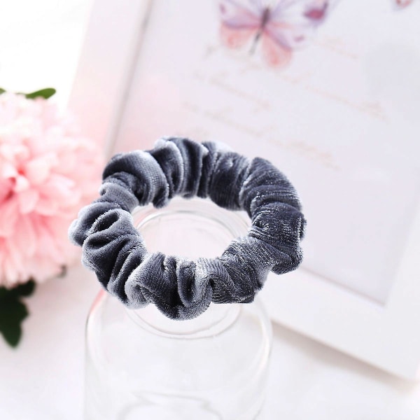Mjuk Hårring i Ren Färg, Flanell Hårband Elastiska Snoddar Hårrep Grey