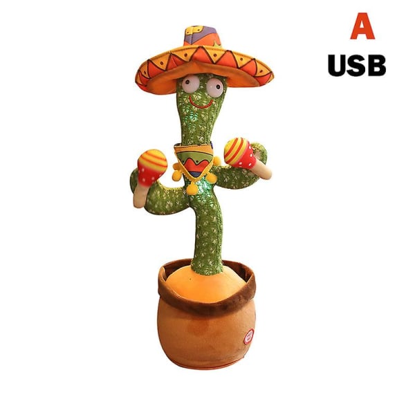 Kaktus skakar på huvudet Dansbil prydnad Batteridriven/ USB uppladdningsbar instrumentbräda Dekor leksakspresent Battery English