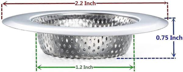2 st Mini Badrumsavloppssil - Rostfritt Stål, Liten Bred Kant 2,2\" Diameter