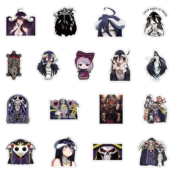 50 st Animation Overlord Graffiti Sticker Bagagefack Laptop Phone Case Sticker Anime 2PCS