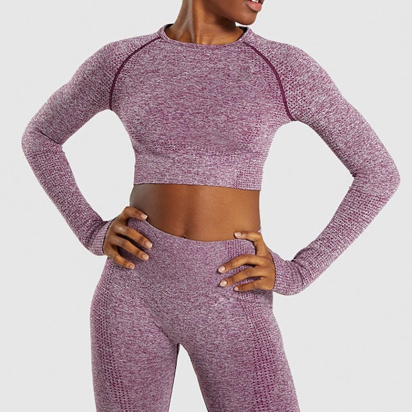 Yoga Set Träningskläder Fitness Leggings+Shorts Sportdräkt Dam orange L orange