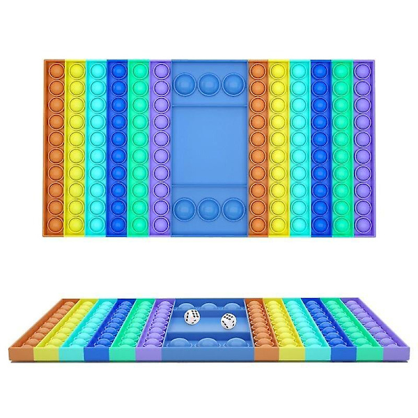(Rainbowcolor) Stor Pop It Schackbräde Fidget Leksak Bubbla Sensorisk