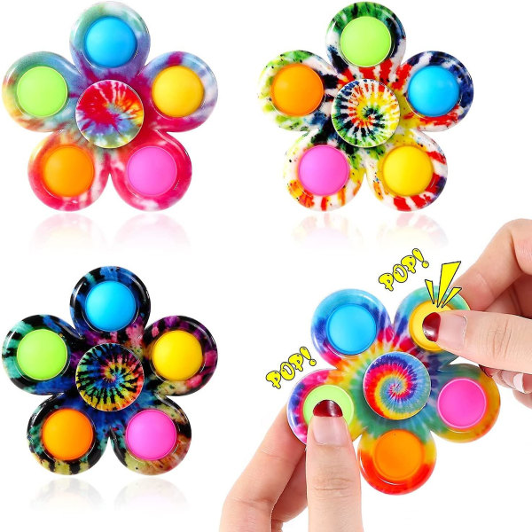 4-pack pop fidget spinner leksaker tie-dye popper pop bubble spinner set