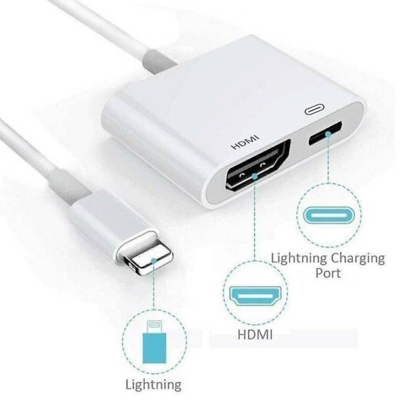 Apple IPhone IPad 5 6 7 8 Plus X Lightning till HDMI Digital ~V ~dapterkabel