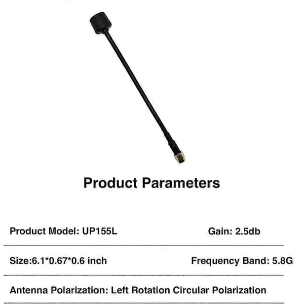 5,8 GHz FPV-antenne, 4DBI LHCP erstatningsantenne Black
