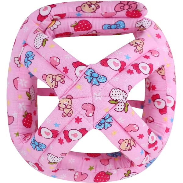 Babyhjelm Beskyttelse for spedbarnshode Beskyttende hatt for småbarn Bomull Justerbar sikkerhetshjelm for å lære å klatre og gå Candy Pink