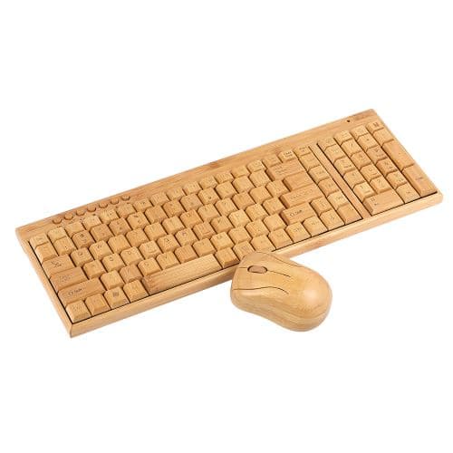 [LCS] 2.4G Trådløst Bambus PC Tastatur og Mus Combo Computer Nøgle