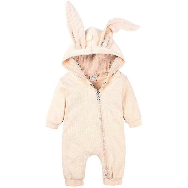 Nyfödd Baby Sparkdräkt Kanin Dragkedja Jumpsuit Påskhare Pyjamas Spädbarn Sovkläder-WELLNGS Gul 9-12 Months Yellow