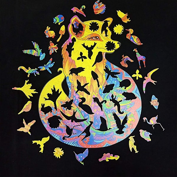 Unik Form Træpuslespil Jigsaw DIY Hjernetræning Pædagogisk Legetøj Moonlight Dragon A3