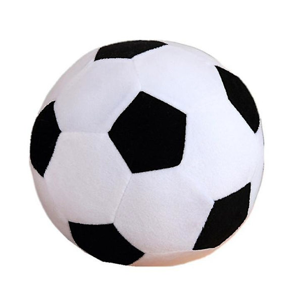Mjuk fotbollskudde för barn, fluffig fylld kudde, tålig sportpresent 20 cm black