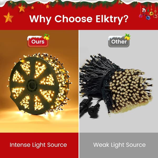 [LCS]1000LED 30M String Lights Outdoor/Indoor, Christmas Lights Warm White Mains Powered, 8 Modes Waterproof String Lights - Green Cable