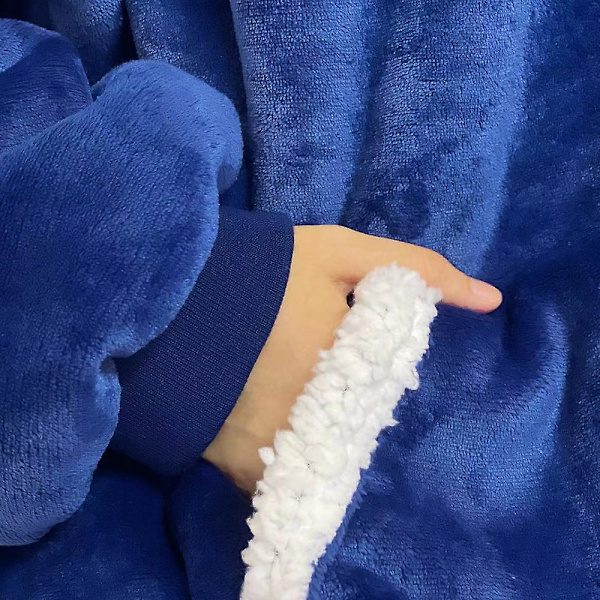Flannel Hætteklæde Tæppe, One Size blue