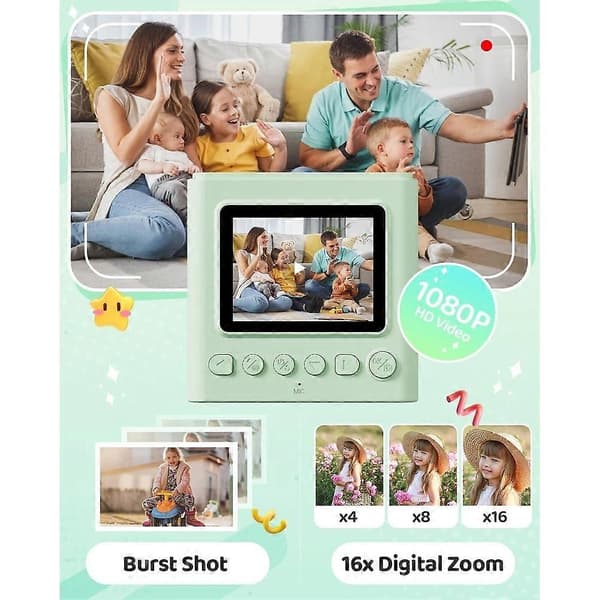 1 sæt børns instantkamera, farve instantkamera til børn, high-definition legetøjskamera med printfunktion