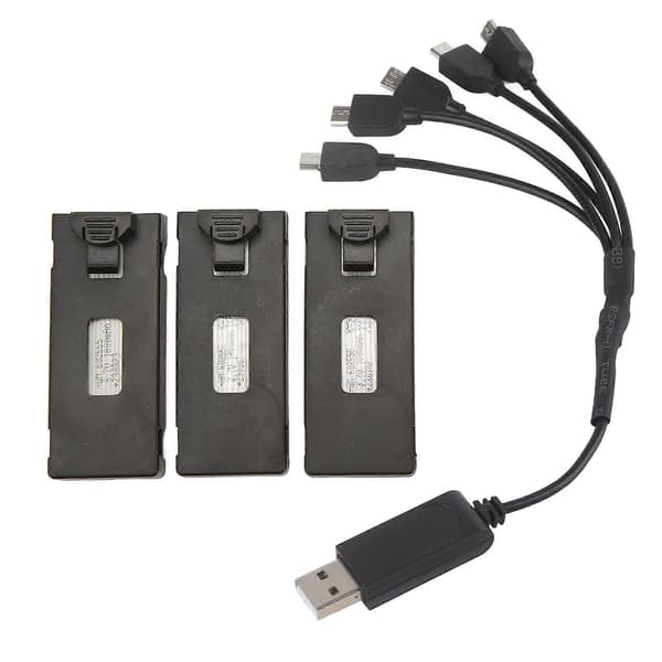 [LCS]3 stk RC fly litiumbatterisett lett ladekabelsett for E88 E88Pro LS E525 E525Pro 3.7v 1800mah