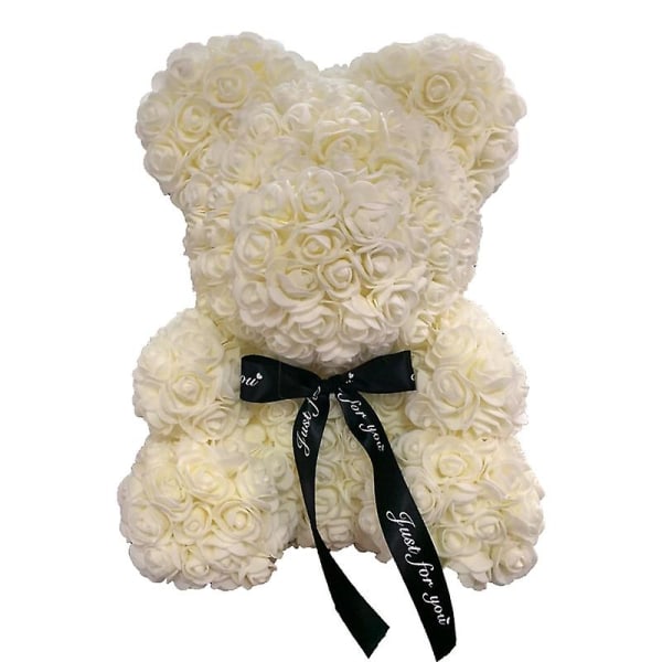 Alla hjärtans dag presenter 25cm/40cm Teddy Rose Bear Konstgjord Blomster Rose Of Bear Till Hem Kvinnor Gåvor Juldekoration Cream 25cm