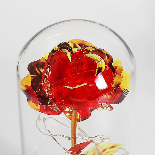 LED Magisk Galaxy Rose Evig 24k Guldfolie Blomst Med Kuppel Fe Lys Jule Valentinsdags Gave red