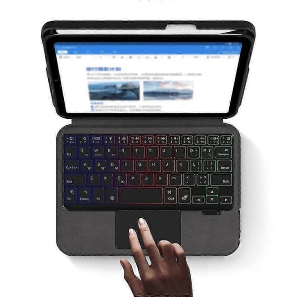 [LCS] Compatible with iPad mini (2024) Leather Case + Bluetooth Keyboard with Touchpad and Backlight